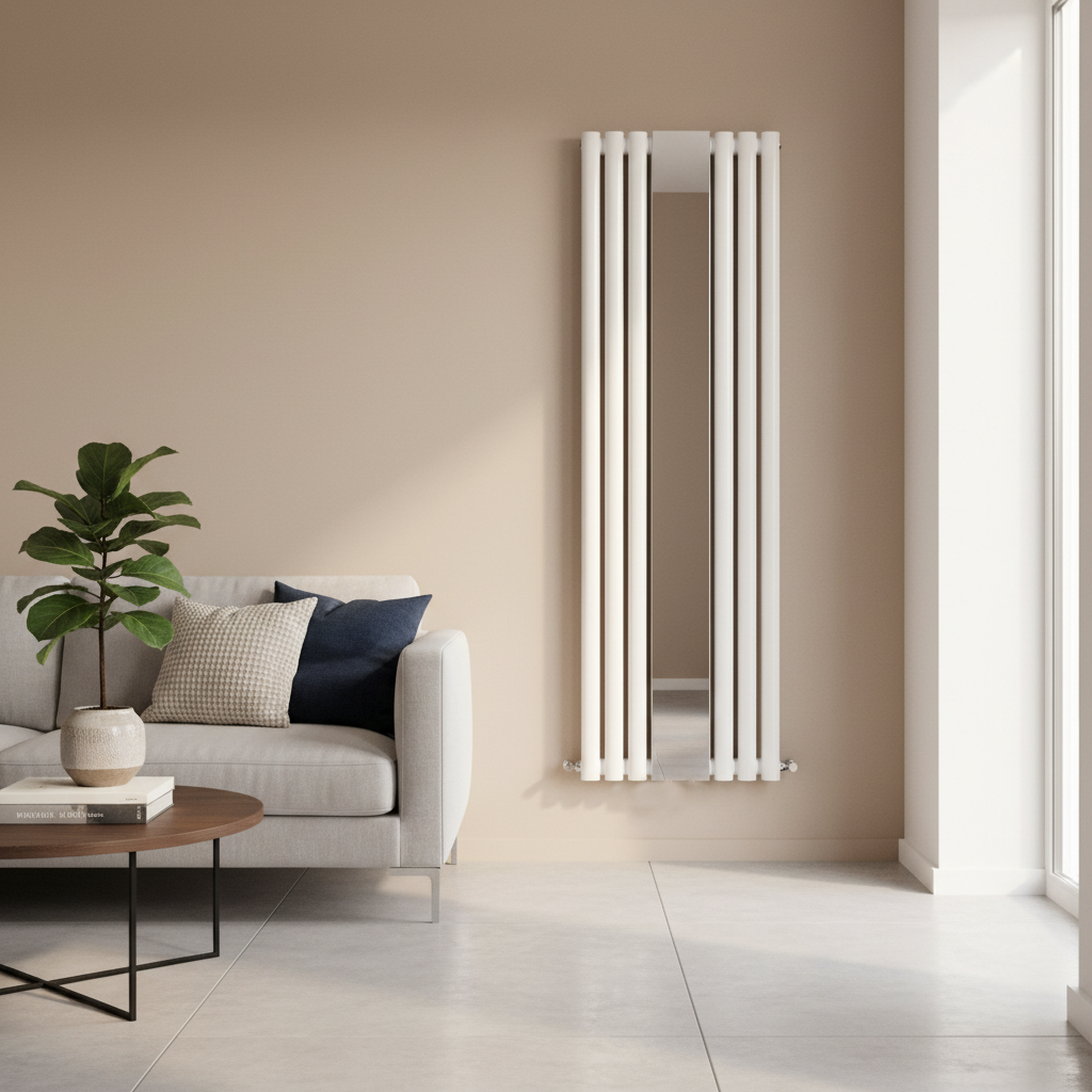 Shelley - Mirrored Double Panel Radiator With Mirror - High Gloss Whit ...