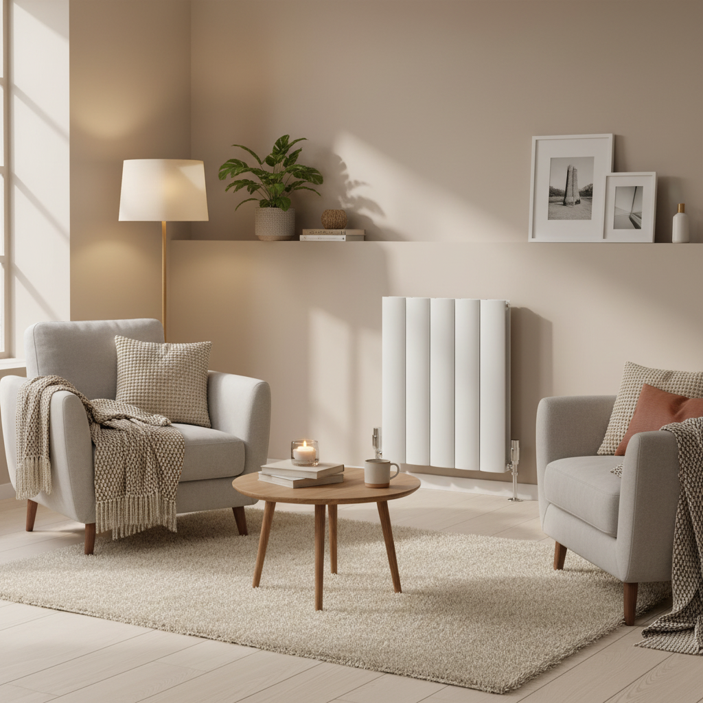 White radiator in cosy room
