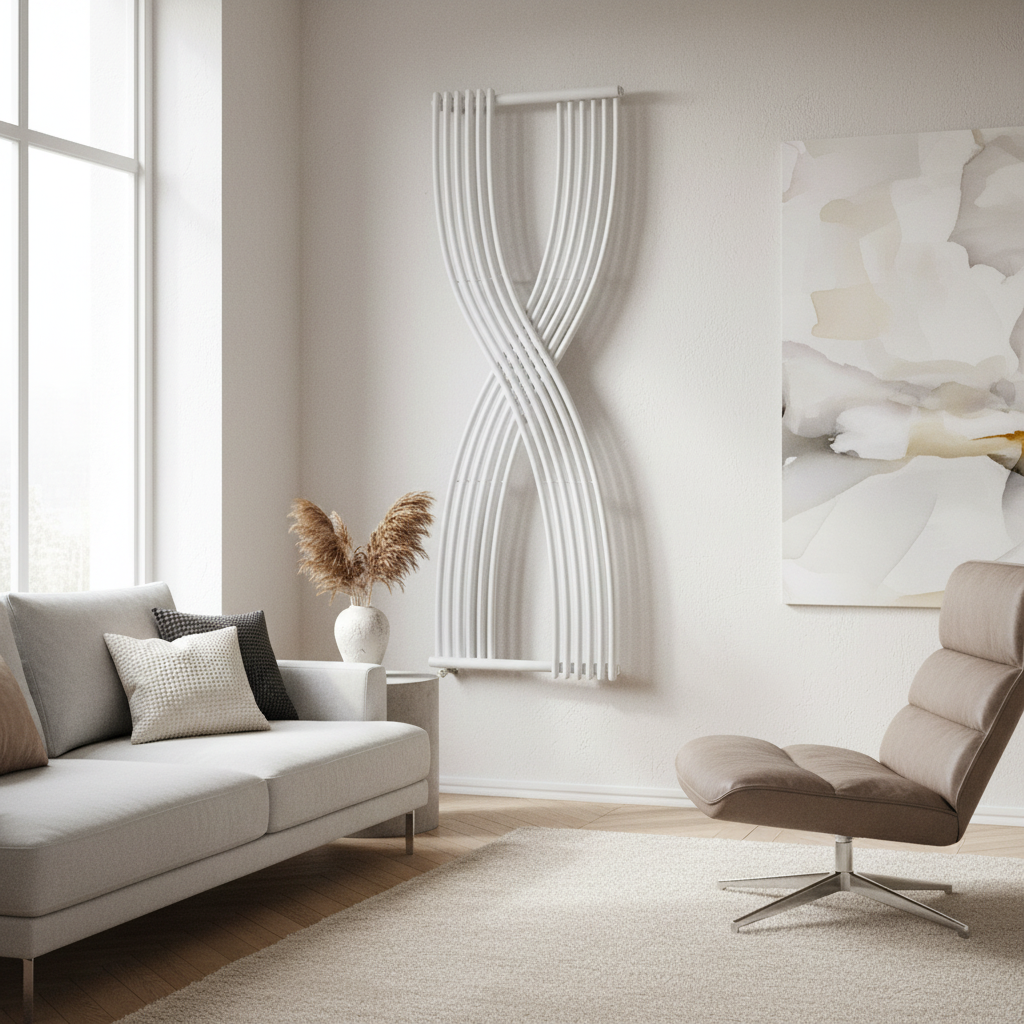 White X-shaped designer radiator lifestyle image