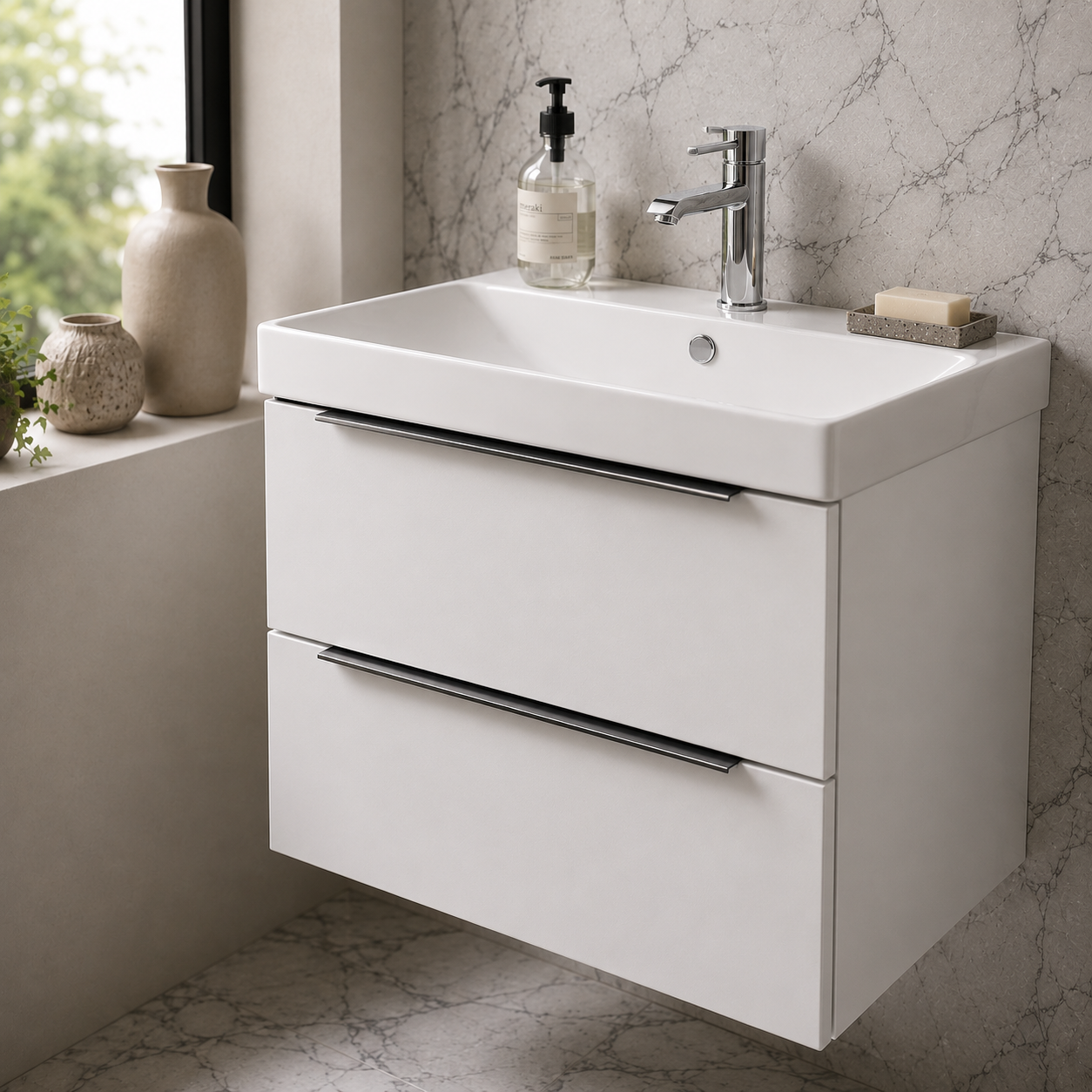 Tavistock - Cadence 600 Wall Mounted Basin Unit - Gloss White