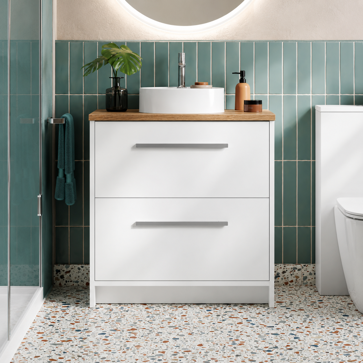 Hib - Veles Floor Standing Bathroom Vanity Unit - Dusky Blue