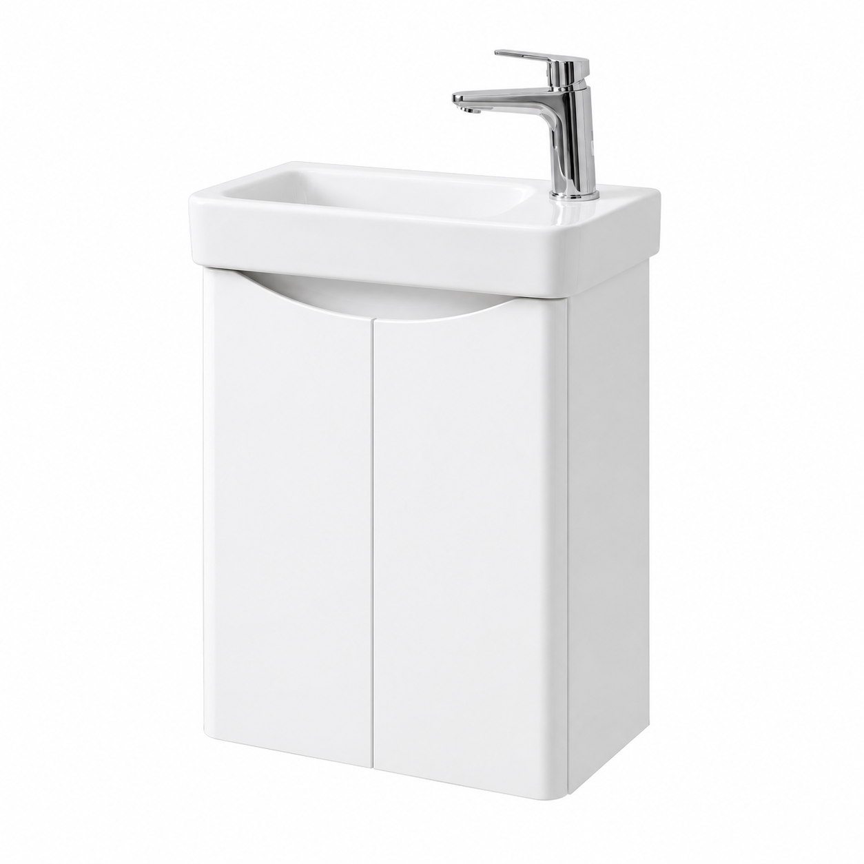 Kartell - Wall Mounted Two Door Cloak Cabinet, 500mm x 290mm and Cayo Cloak Ceramic Basin