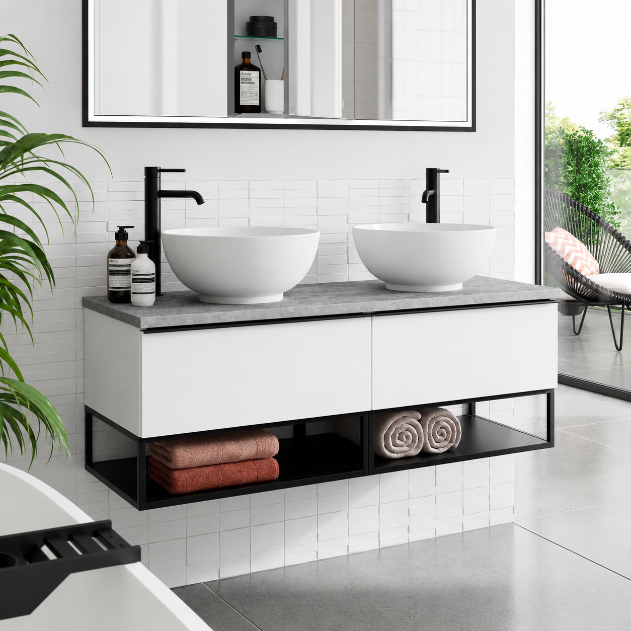 Hib - Aeon Washbasin Unit (with shelf) - Matt Anthracite