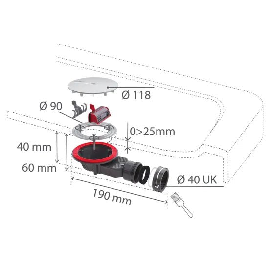 Wirquin 30723374 SLIM+ Chrome Shower Waste