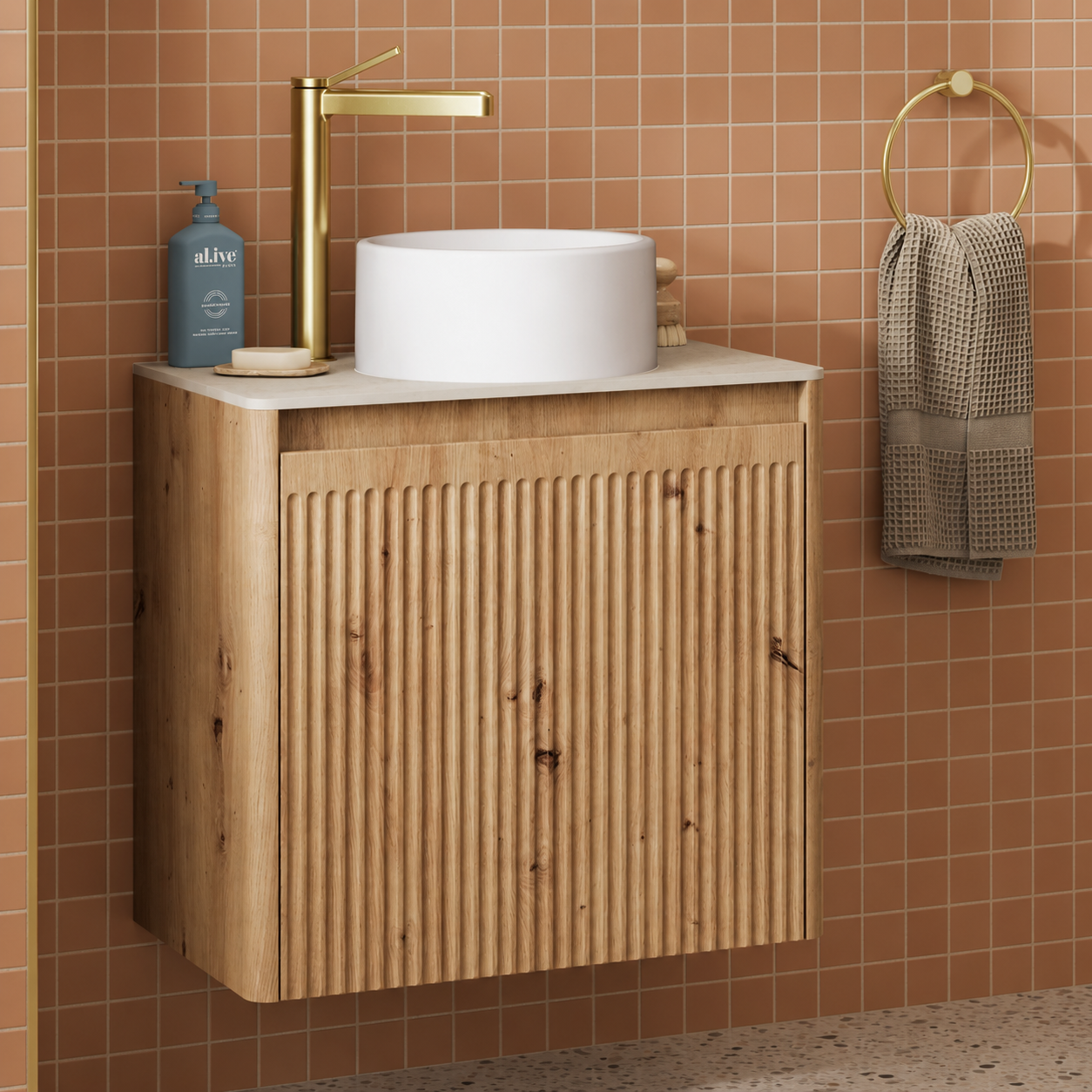 Hib - Adorn Wall Hung Washbasin Unit - Terracotta