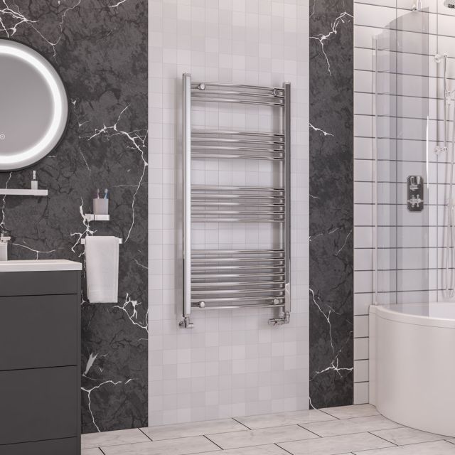 Alt Tag Template: Buy Eastbrook Wendover Curved Steel Chrome Heated Towel Rail 1200mm H x 600mm W Electric Only - Thermostatic by Eastbrook for only £285.28 in Eastbrook Co., Electric Thermostatic Towel Rails Vertical at Main Website Store, Main Website. Shop Now