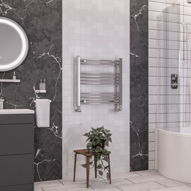 Alt Tag Template: Buy Eastbrook Wendover Curved Steel Chrome Heated Towel Rail 600mm H x 600mm W Electric Only - Thermostatic by Eastbrook for only £225.25 in Eastbrook Co., Electric Thermostatic Towel Rails Vertical at Main Website Store, Main Website. Shop Now