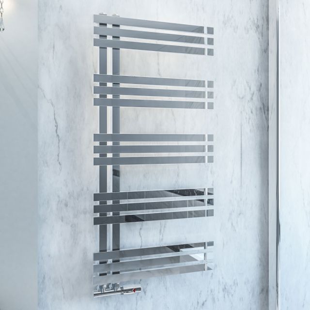 Alt Tag Template: Buy Eastbrook Rizano Polished Stainless Steel Heated Towel Rail 1000mm x 500mm Electric Only - Thermostatic by Eastbrook for only £669.66 in Eastbrook Co., Electric Thermostatic Towel Rails Vertical at Main Website Store, Main Website. Shop Now