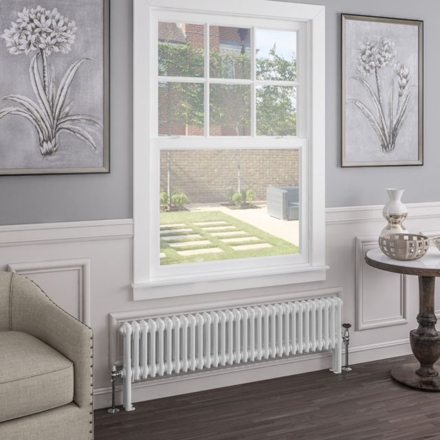 Alt Tag Template: Buy Eastbrook Imperia 2 Column Gloss White Horizontal Designer Radiator 300mm H x 1370mm W, Dual Fuel - Thermostatic by Eastbrook for only £527.22 in Radiators, Dual Fuel Radiators, Eastbrook Co., Dual Fuel Thermostatic Radiators, Eastbrook Co. Radiators, Dual Fuel Thermostatic Horizontal Radiators at Main Website Store, Main Website. Shop Now