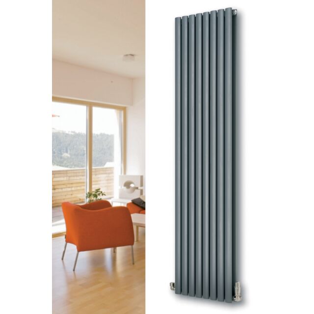 Alt Tag Template: Buy MaxtherM Eliptical Tube Double Panel Vertical Designer Radiator 1800mm High x 294mm Wide, Anthracite - 3127 BTU's by MaxtherM for only £378.11 in SALE, MaxtherM, Maxtherm Designer Radiators at Main Website Store, Main Website. Shop Now