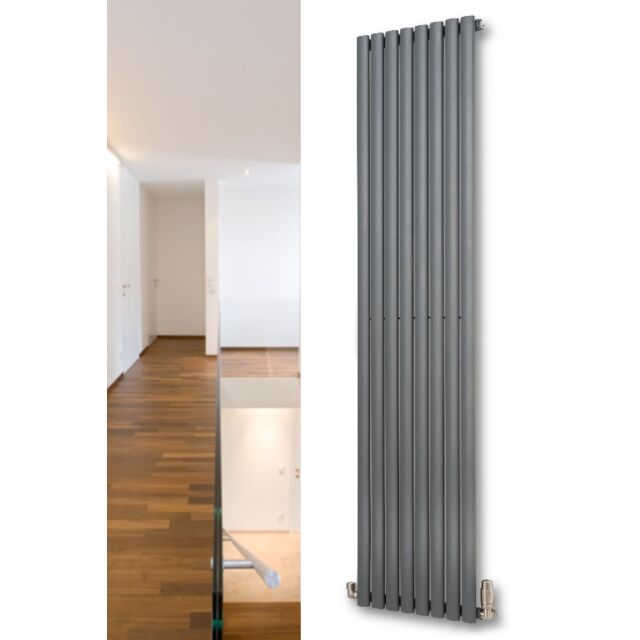 Alt Tag Template: Buy MaxtherM Eliptical Tube Single Panel Vertical Designer Radiator 1800mm High x 410mm Wide, Anthracite - 2735 BTU's by MaxtherM for only £267.27 in SALE, MaxtherM, Maxtherm Designer Radiators at Main Website Store, Main Website. Shop Now