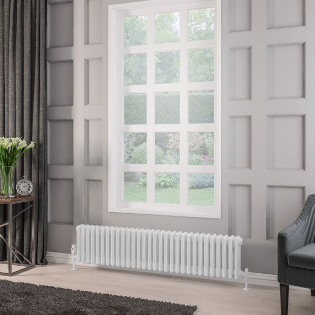 Alt Tag Template: Buy Eastbrook Rivassa Steel White 3 Column Horizontal Radiator 300mm H x 1373mm W Electric Only - Standard by Eastbrook for only £657.34 in Eastbrook Co., Electric Standard Radiators Horizontal at Main Website Store, Main Website. Shop Now