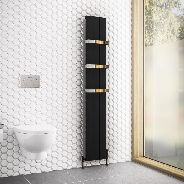 Alt Tag Template: Buy Eastbrook Rosano Matt Black Aluminium Vertical Designer Radiator 1800mm H x 280mm W Dual Fuel - Thermostatic by Eastbrook for only £487.33 in Eastbrook Co., Dual Fuel Thermostatic Vertical Radiators at Main Website Store, Main Website. Shop Now