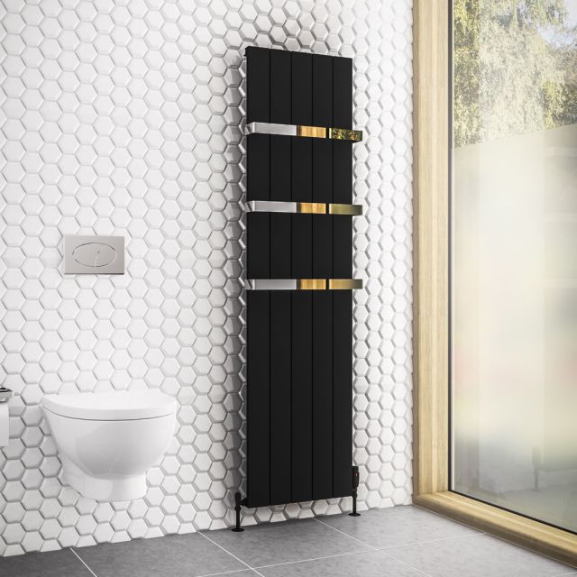 Alt Tag Template: Buy Eastbrook Rosano Matt Black Aluminium Vertical Designer Radiator 1800mm H x 375mm W Dual Fuel - Thermostatic by Eastbrook for only £572.45 in Eastbrook Co., Dual Fuel Thermostatic Vertical Radiators at Main Website Store, Main Website. Shop Now
