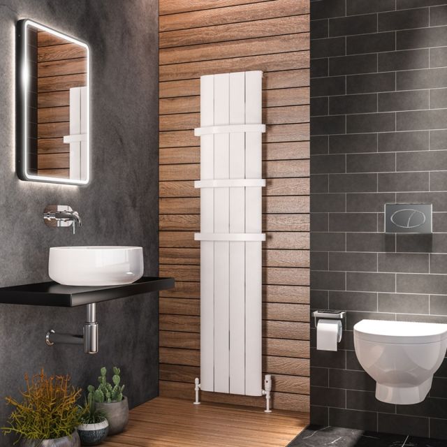 Alt Tag Template: Buy Eastbrook Peretti Aluminium Matt White Vertical Designer Radiator 1800mm H x 375mm W Electric Only - Thermostatic by Eastbrook for only £532.45 in Eastbrook Co., Electric Thermostatic Vertical Radiators at Main Website Store, Main Website. Shop Now