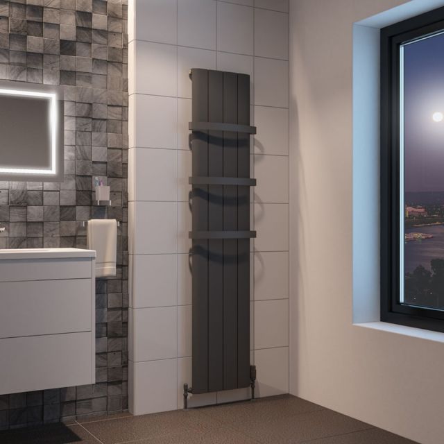 Alt Tag Template: Buy Eastbrook Peretti Aluminium Matt Anthracite Vertical Designer Radiator 1800mm H x 375mm W Electric Only - Standard by Eastbrook for only £543.34 in Eastbrook Co., Electric Standard Radiators Vertical at Main Website Store, Main Website. Shop Now