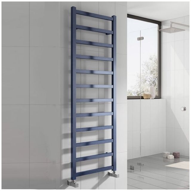 Alt Tag Template: Buy Reina Fano Aluminium Designer Heated Towel Rail 1240mm H x 485mm W Blue Satin Dual Fuel - Standard by Reina for only £460.51 in Reina, Dual Fuel Standard Towel Rails at Main Website Store, Main Website. Shop Now