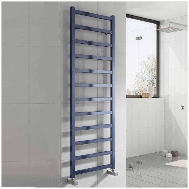 Alt Tag Template: Buy Reina Fano Aluminium Designer Heated Towel Rail 1240mm H x 485mm W Blue Satin Electric Only - Standard by Reina for only £440.51 in Reina, Electric Standard Designer Towel Rails at Main Website Store, Main Website. Shop Now