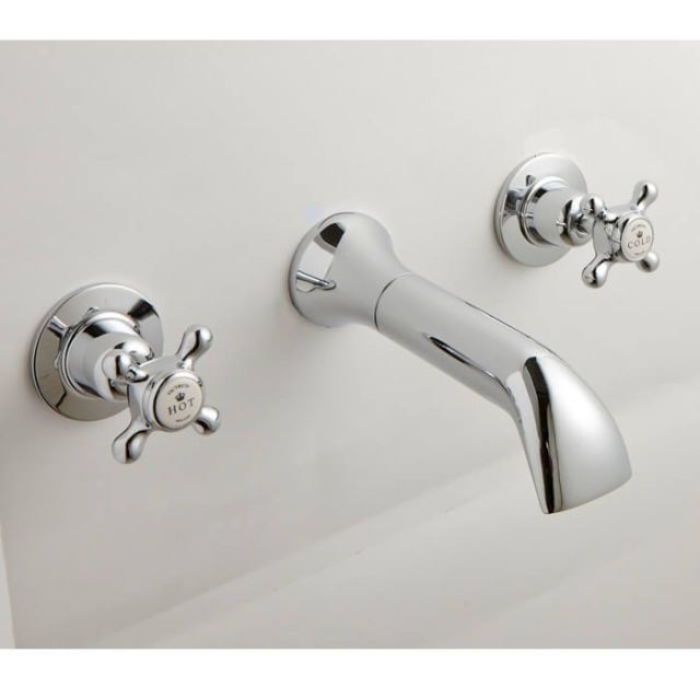 Alt Tag Template: Buy BC Designs Victrion Crosshead 3-Hole Wall Bath Filler with Spout by BC Designs for only £261.25 in BC Designs, Bath Mixer/Fillers at Main Website Store, Main Website. Shop Now