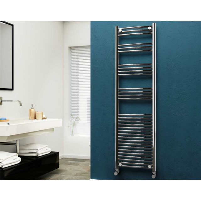 Alt Tag Template: Buy Eastgate 22mm Steel Curved Chrome Heated Towel Rail 1800mm H x 500mm W - Electric Only - Thermostatic, 2854 BTUs by Eastgate for only £347.63 in Electric Thermostatic Towel Rails Vertical at Main Website Store, Main Website. Shop Now