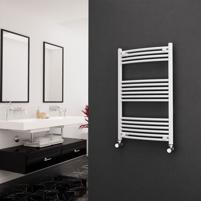 Alt Tag Template: Buy Eastgate 22mm Steel Curved White Heated Towel Rail 1000mm H x 600mm W - Electric Only - Thermostatic by Eastgate for only £218.28 in Electric Thermostatic Towel Rails Vertical at Main Website Store, Main Website. Shop Now