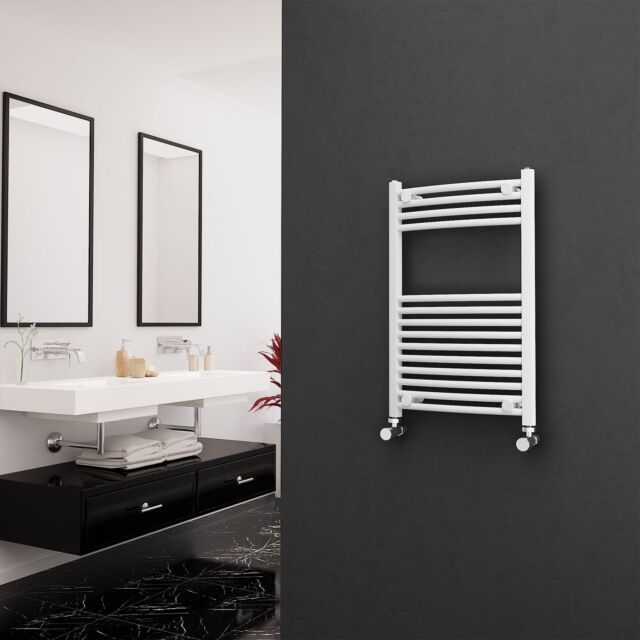 Alt Tag Template: Buy Eastgate 22mm Steel Curved White Heated Towel Rail 800mm H x 500mm W - Electric Only - Standard by Eastgate for only £150.73 in White Electric Heated Towel Rails, Curved White Electric Heated Towel Rails at Main Website Store, Main Website. Shop Now