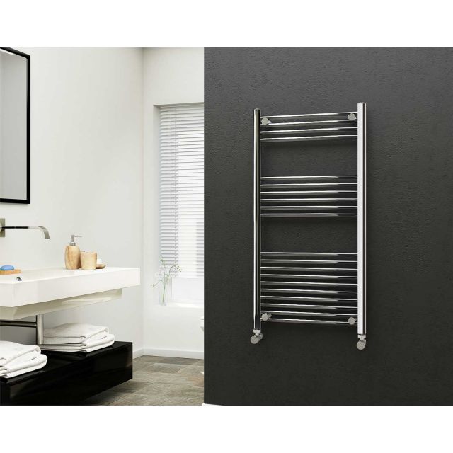 Alt Tag Template: Buy Eastgate 22mm Steel Straight Chrome Heated Towel Rail 1200mm H x 600mm W - Dual Fuel - Thermostatic, 2182 BTUs by Eastgate for only £308.35 in Dual Fuel Thermostatic Towel Rails at Main Website Store, Main Website. Shop Now