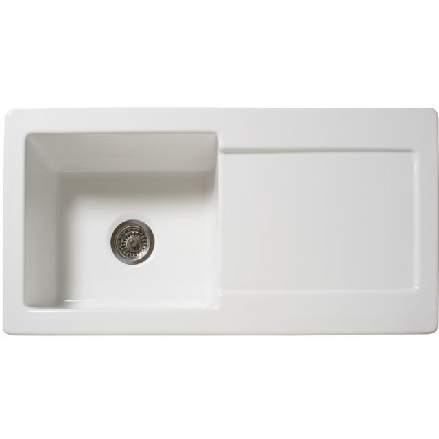 Alt Tag Template: Buy Reginox Ceramic Single Bowl & Drainer Sink White Finish by Reginox for only £243.44 in Reginox, Ceramic Kitchen Sinks, Reginox Ceramic Kitchen Sinks at Main Website Store, Main Website. Shop Now