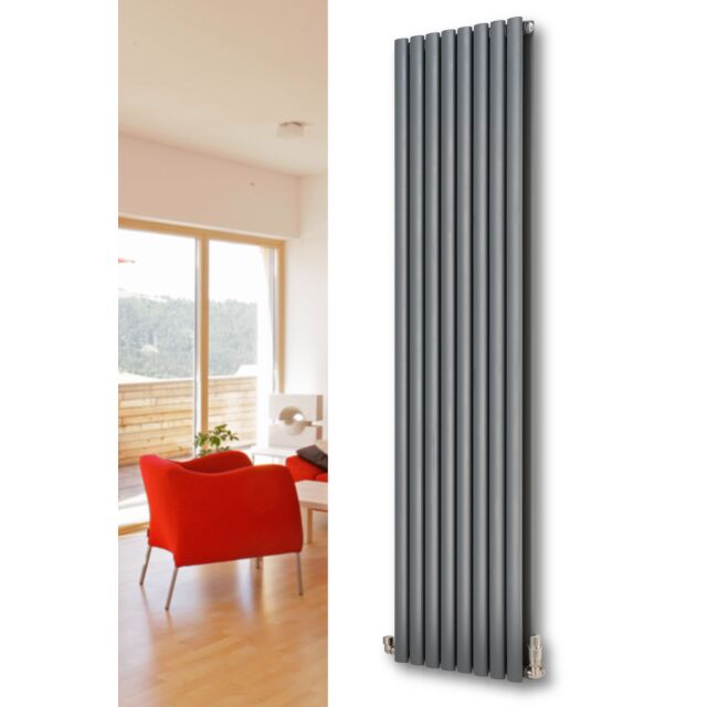 Alt Tag Template: Buy MaxtherM Eliptical Tube Double Panel Vertical Designer Radiator 1800mm High x 468mm Wide, Anthracite - 5003 BTU's by MaxtherM for only £518.53 in SALE, MaxtherM, Maxtherm Designer Radiators, 5000 to 5500 BTUs Radiators, Vertical Designer Radiators at Main Website Store, Main Website. Shop Now