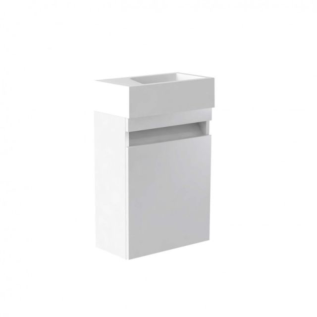 Alt Tag Template: Buy Kartell Ikon Wall Mounted Cloakroom Unit & Basin 400mm Gloss White Left Hand by Kartell for only £307.69 in Furniture, Suites, Basins, Kartell UK, Bathroom Vanity Units, Wall Mounted Vanity Units, Cloakroom Basins at Main Website Store, Main Website. Shop Now