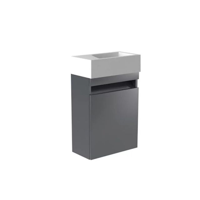 Alt Tag Template: Buy Kartell Ikon Wall Mounted Cloakroom Unit & Basin 400mm Grey Gloss LH by Kartell for only £307.69 in Furniture, Suites, Basins, Kartell UK, Bathroom Vanity Units, Wall Mounted Vanity Units, Cloakroom Basins at Main Website Store, Main Website. Shop Now
