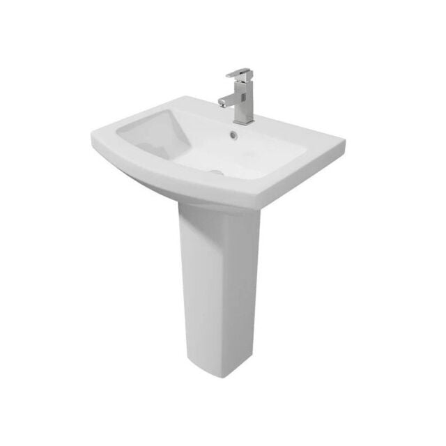 Alt Tag Template: Buy Kartell Trim 550mm 1th Basin with Full Pedestal by Kartell for only £144.00 in Suites, Toilets and Basin Suites, Kartell UK, Bathroom Accessories, Basins, Kartell UK Bathrooms, Modern Toilet & Basin Sets, Pedestal Basins, Kartell UK - Toilets, Kartell UK Baths at Main Website Store, Main Website. Shop Now