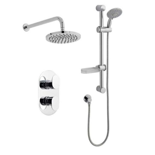 Alt Tag Template: Buy Kartell Logik Thermostatic Concealed Shower with Adjustable Slide Rail Kit & overhead Drencher by Kartell for only £315.21 in Showers, Accessories, Shower Heads, Rails & Kits, Kartell UK, Showers, Shower Accessories, Mixer Showers, Shower Rail Kit & Bar Valve Fixing Kit, Kartell UK Showers, Concealed Mixer Showers at Main Website Store, Main Website. Shop Now
