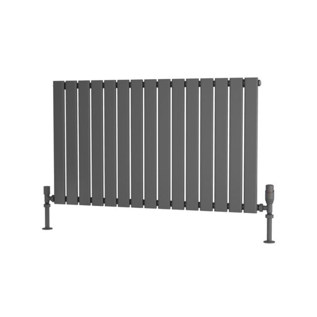 Alt Tag Template: Buy Traderad Flat Tube Steel Anthracite Horizontal Designer Radiator 600mm H x 1050mm W Single Panel - Dual Fuel - Thermostatic by TradeRad for only £358.27 in Shop By Brand, Radiators, Dual Fuel Radiators, TradeRad, View All Radiators, Dual Fuel Thermostatic Radiators, TradeRad Radiators, Traderad Flat Tube Radiators, Dual Fuel Thermostatic Horizontal Radiators at Main Website Store, Main Website. Shop Now