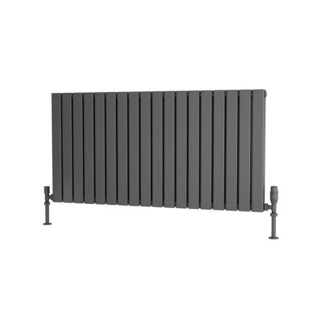 Alt Tag Template: Buy Traderad Flat Tube Steel Anthracite Horizontal Designer Radiator 600mm H x 1250mm W Double Panel - Dual Fuel - Standard by TradeRad for only £437.70 in Shop By Brand, Radiators, Dual Fuel Radiators, TradeRad, View All Radiators, Dual Fuel Standard Radiators, TradeRad Radiators, Traderad Flat Tube Radiators, Dual Fuel Standard Horizontal Radiators at Main Website Store, Main Website. Shop Now