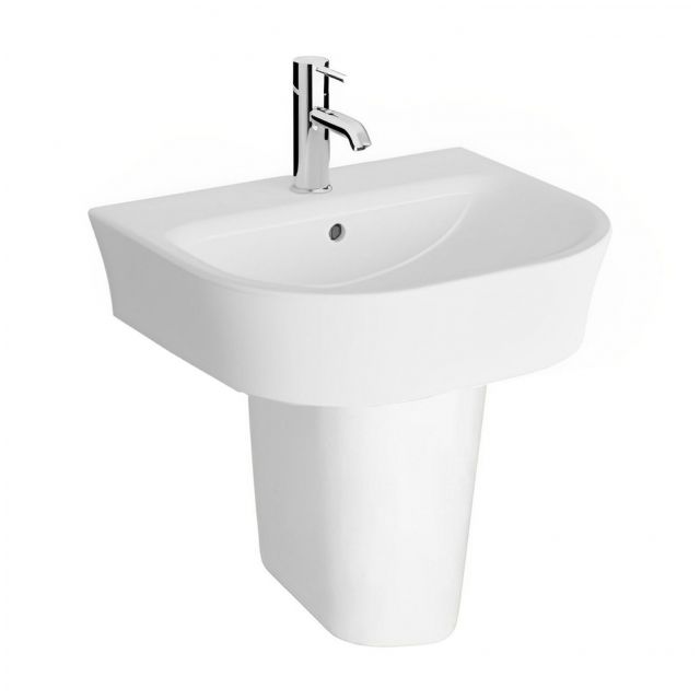 Alt Tag Template: Buy Kartell K-Vit Eklipse Round 1 tap hole 550mm Basin with Semi Pedestal, White by Kartell for only £162.86 in Suites, Basins, Kartell UK, Kartell UK Bathrooms, Semi-Pedestal Basins, Pedestal Basins, Kartell UK Baths at Main Website Store, Main Website. Shop Now