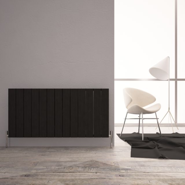 Alt Tag Template: Buy Carisa Monza Aluminium Horizontal Designer Radiator 600mm H x 1230mm W Double Panel - Textured Black by Carisa for only £472.90 in Aluminium Radiators, Carisa Designer Radiators, 6000 to 7000 BTUs Radiators at Main Website Store, Main Website. Shop Now