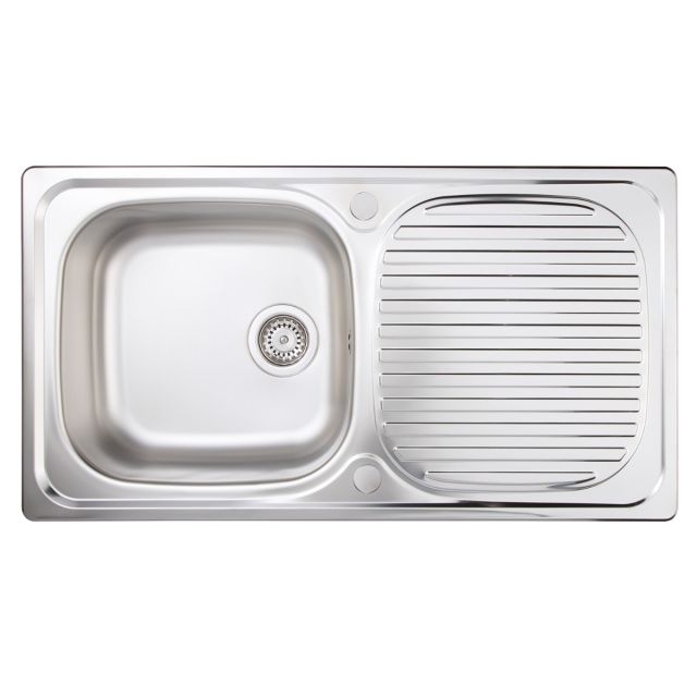 Alt Tag Template: Buy Reginox Oulton 1 Bowl Stainless Steel Kitchen Sink with Drainer by Reginox for only £93.67 in Autumn Sale, January Sale, Kitchen, Kitchen Sinks, Stainless Steel Kitchen Sinks, Kitchen Sink Wastes at Main Website Store, Main Website. Shop Now