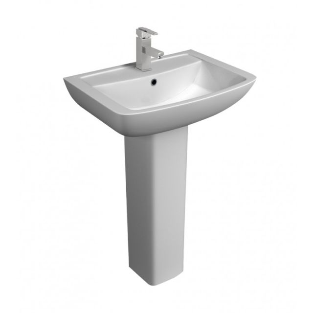 Alt Tag Template: Buy Kartell K-Vit 550mm Pure 1 Tap Hole 1TH Basin with Full Pedestal, White Finish by Kartell for only £144.00 in Suites, Basins, Kartell UK, Toilets and Basin Suites, Kartell UK Bathrooms, Modern Toilet & Basin Sets, Pedestal Basins, Kartell UK Baths, Kartell UK - Toilets at Main Website Store, Main Website. Shop Now