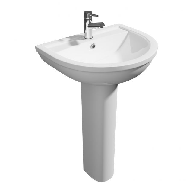 Alt Tag Template: Buy Kartell Bijoux 550mm Contemporary Style 1TH Basin with Full Pedestal, White Finish by Kartell for only £149.72 in Suites, Basins, Kartell UK, Toilets and Basin Suites, Kartell UK Bathrooms, Pedestal Basins, Kartell UK Baths, Kartell UK - Toilets at Main Website Store, Main Website. Shop Now