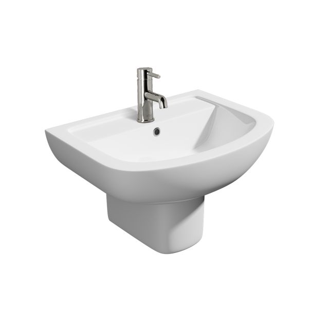 Alt Tag Template: Buy Kartell 550MM Studio Round Single Tap Hole with Semi Pedestal Basin, White by Kartell for only £153.15 in Suites, Basins, Bathroom Accessories, Kartell UK, Toilets and Basin Suites, Kartell UK Bathrooms, Semi-Pedestal Basins, Kartell UK Baths, Kartell UK - Toilets at Main Website Store, Main Website. Shop Now