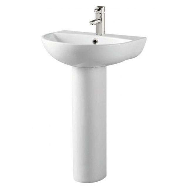 Alt Tag Template: Buy Kartell K-Vit Kameo 500mm Single Tap Hole Basin with Full Pedestal, White by Kartell for only £141.50 in Suites, Basins, Kartell UK, Toilets and Basin Suites, Kartell UK Bathrooms, Pedestal Basins, Kartell UK Baths, Kartell UK - Toilets at Main Website Store, Main Website. Shop Now