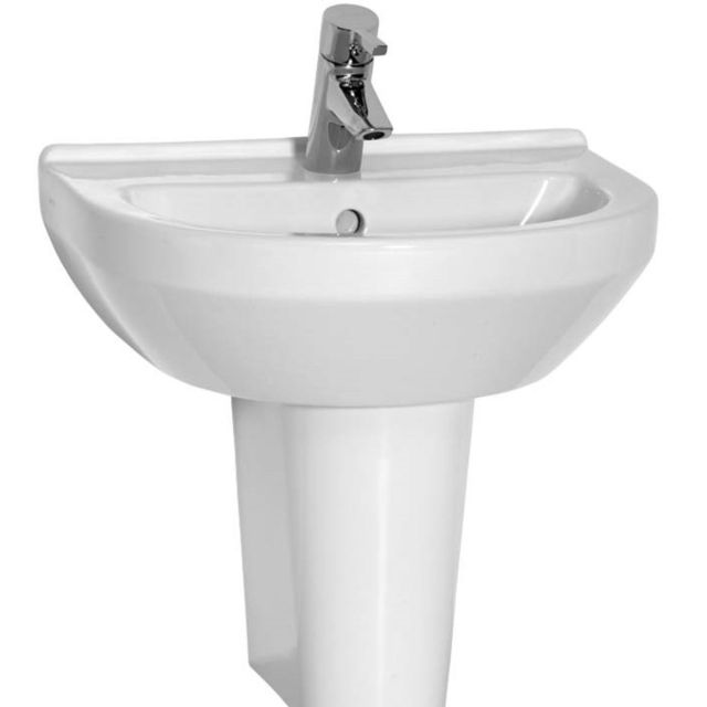 Alt Tag Template: Buy Kartell K-Vit Style 1 Tap Hole Round Basin with Semi Pedestal 550mm, White by Kartell for only £172.57 in Taps & Wastes, Suites, Basins, Kartell UK, Basin Taps, Semi-Recessed Basins at Main Website Store, Main Website. Shop Now