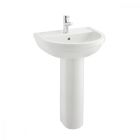 Alt Tag Template: Buy Kartell Milton 550mm Contemporary Style 1TH Basin with Full Pedestal, White by Kartell for only £120.00 in Suites, Basins, Kartell UK, Toilets and Basin Suites, Kartell UK Bathrooms, Pedestal Basins, Kartell UK Baths, Kartell UK - Toilets at Main Website Store, Main Website. Shop Now
