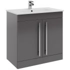 Alt Tag Template: Buy Kartell F/S 2 Door Vanity with Mid Depth Ceramic Basin 800mm x 450mm, Storm Grey by Kartell for only £415.50 in Suites, Furniture, Bathroom Cabinets & Storage, WC & Basin Complete Units, Bathroom Vanity Units, Kartell UK, Basins, Modern Vanity Units, Modern WC & Basin Units, Kartell UK Bathrooms, Modern Bathroom Cabinets, Kartell UK Baths at Main Website Store, Main Website. Shop Now