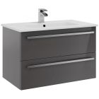 Alt Tag Template: Buy Kartell 2 Drawer Wall Mounted Cabinet with Ceramic Basin 800mm x 450mm, Storm Grey Gloss by Kartell for only £377.16 in Suites, Furniture, Bathroom Cabinets & Storage, WC & Basin Complete Units, Kartell UK, Basins, Modern WC & Basin Units, Kartell UK Bathrooms, Modern Bathroom Cabinets, Kartell UK Baths at Main Website Store, Main Website. Shop Now