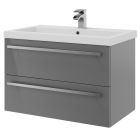 Alt Tag Template: Buy Kartell 2 Drawer Wall Mounted Cabinet with Mid Depth Ceramic Basin 800mm x 450mm, Storm Grey Gloss by Kartell for only £394.50 in Suites, Furniture, Bathroom Cabinets & Storage, WC & Basin Complete Units, Kartell UK, Basins, Modern WC & Basin Units, Kartell UK Bathrooms, Modern Bathroom Cabinets, Kartell UK Baths at Main Website Store, Main Website. Shop Now