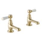 Alt Tag Template: Buy BC Designs Victrion Deck Mounted Brass Lever Basin Pillar Taps, Brushed Gold Finish by BC Designs for only £169.34 in Taps & Wastes, Shop By Brand, Basin Taps, BC Designs, Basin Tap Pairs at Main Website Store, Main Website. Shop Now