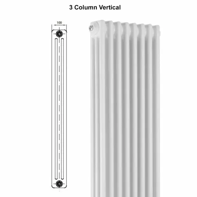 Alt Tag Template: Buy Reina Colona Steel White Vertical 3 Column Radiator 1500mm H x 380mm W, Central Heating by Reina for only £236.24 in Radiators, Reina, Column Radiators, Vertical Column Radiators, Reina Designer Radiators, White Vertical Column Radiators at Main Website Store, Main Website. Shop Now