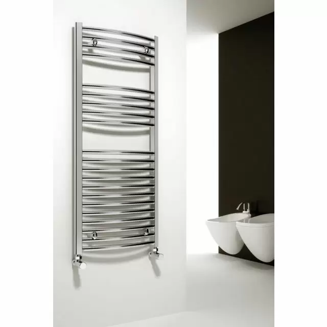 Alt Tag Template: Buy Reina Diva Vertical Chrome Curved Heated Towel Radiator 1200mm H x 500mm W, Electric Only - Standard by Reina for only £210.94 in Electric Standard Ladder Towel Rails, Curved Stainless Steel Electric Heated Towel Rails at Main Website Store, Main Website. Shop Now